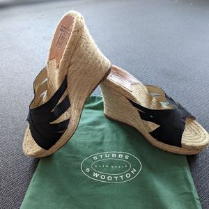 Stubbs & Wootton Black Wedge Sandals